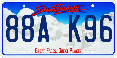 SD license plate 88AK96