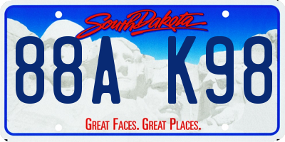 SD license plate 88AK98