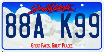 SD license plate 88AK99