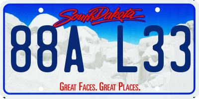 SD license plate 88AL33