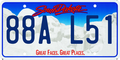 SD license plate 88AL51