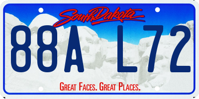 SD license plate 88AL72