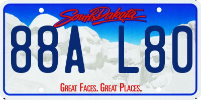 SD license plate 88AL80
