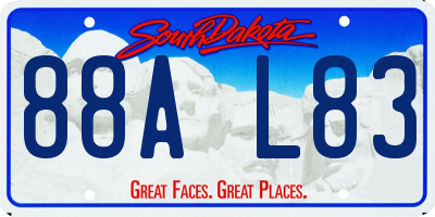 SD license plate 88AL83
