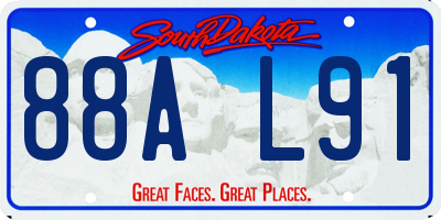 SD license plate 88AL91