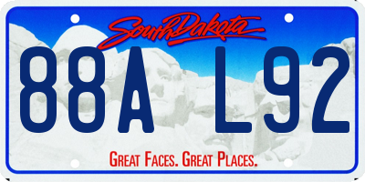 SD license plate 88AL92