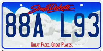 SD license plate 88AL93