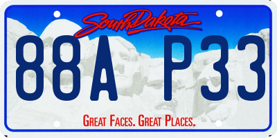 SD license plate 88AP33