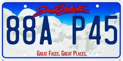 SD license plate 88AP45