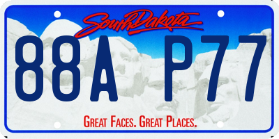SD license plate 88AP77