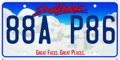 SD license plate 88AP86