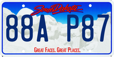 SD license plate 88AP87
