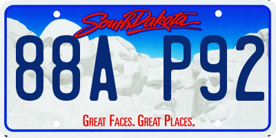 SD license plate 88AP92