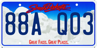 SD license plate 88AQ03