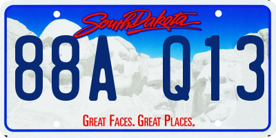 SD license plate 88AQ13