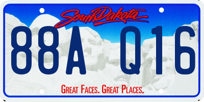 SD license plate 88AQ16
