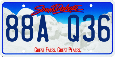SD license plate 88AQ36