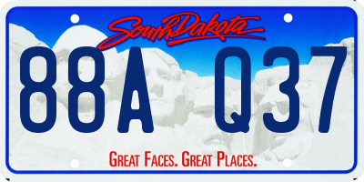 SD license plate 88AQ37