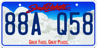 SD license plate 88AQ58