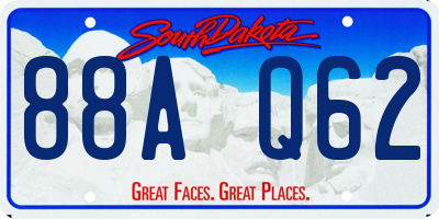 SD license plate 88AQ62