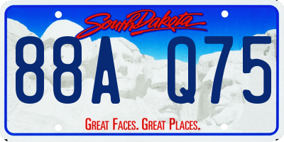 SD license plate 88AQ75