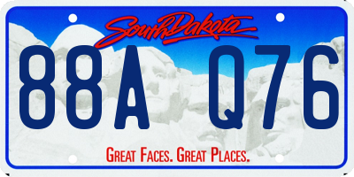 SD license plate 88AQ76