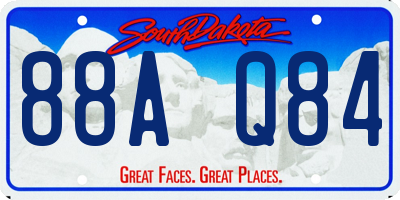 SD license plate 88AQ84