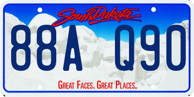 SD license plate 88AQ90