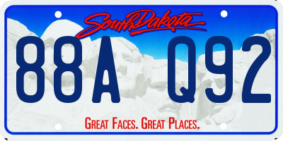 SD license plate 88AQ92