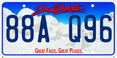 SD license plate 88AQ96