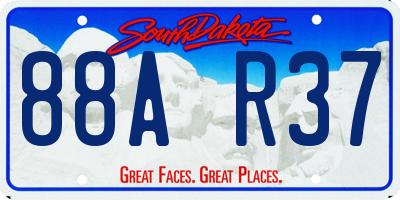 SD license plate 88AR37