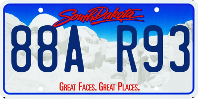 SD license plate 88AR93
