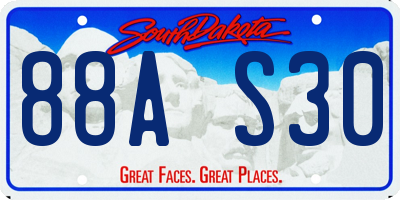 SD license plate 88AS30