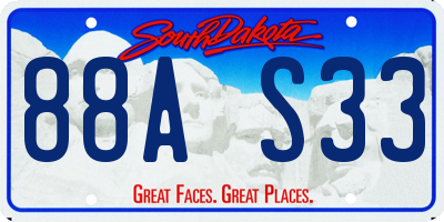 SD license plate 88AS33