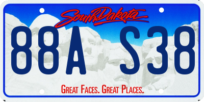 SD license plate 88AS38