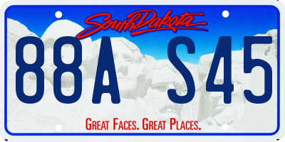 SD license plate 88AS45