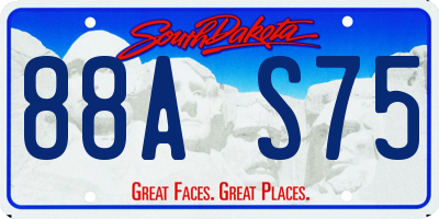 SD license plate 88AS75