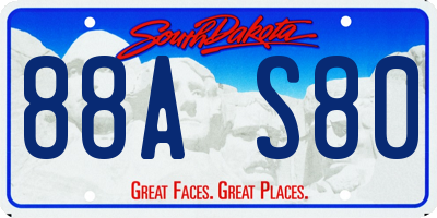 SD license plate 88AS80