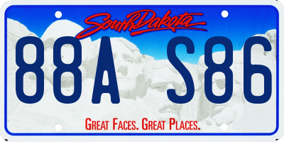 SD license plate 88AS86