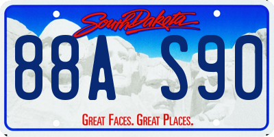 SD license plate 88AS90