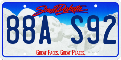 SD license plate 88AS92
