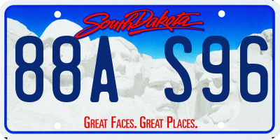 SD license plate 88AS96