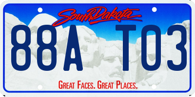 SD license plate 88AT03