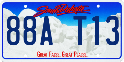 SD license plate 88AT13