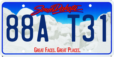 SD license plate 88AT31