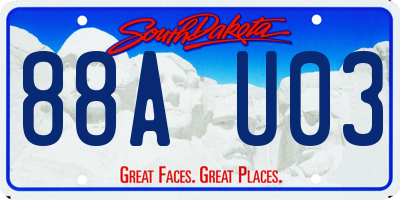 SD license plate 88AU03