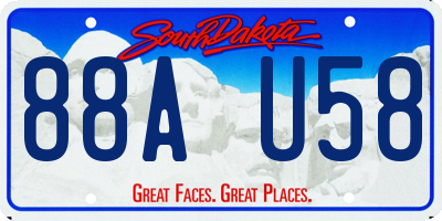 SD license plate 88AU58