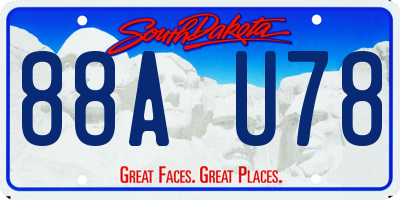 SD license plate 88AU78