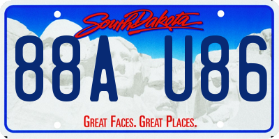 SD license plate 88AU86