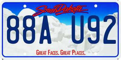 SD license plate 88AU92